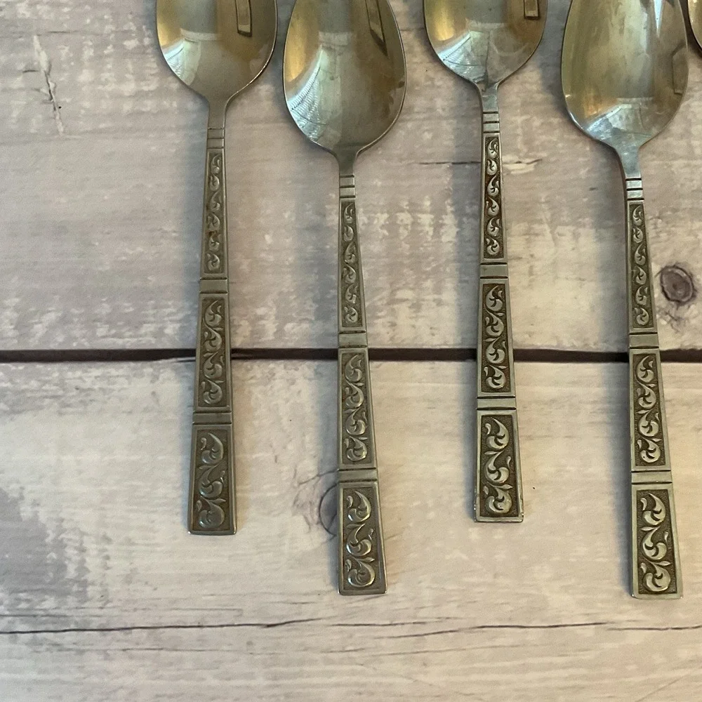 Riviera RIF4 Stainless Flatware Japan Set Of 7 Teaspoons MCM Vintage